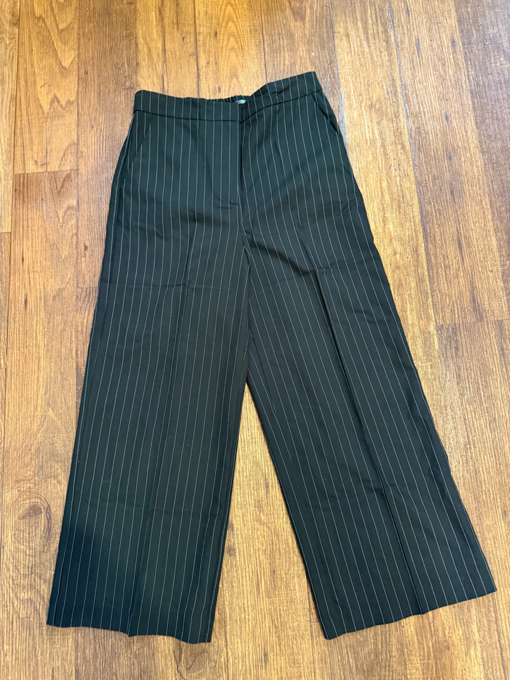 Pinstripe y2k high waisted wide leg quiet luxury office siren